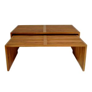 Tinnie table set of 2 teak in natural shade