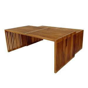 Tinnie table set of 2 teak in natural shade