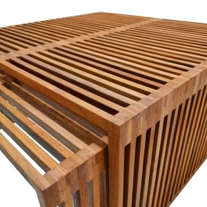 Tinnie table set of 2 teak in natural shade