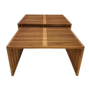 Tinnie table set of 2 teak in natural shade