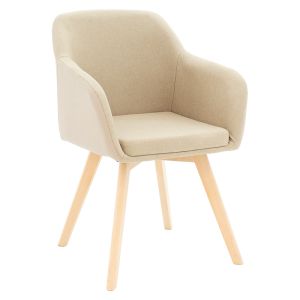 Set of table and beige armchairs Safira and glass table Antoro D100x75 cm, set of 5 pieces