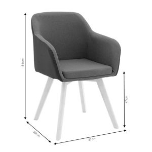 Set of table and beige armchairs Safira and glass table Antoro D100x75 cm, set of 5 pieces
