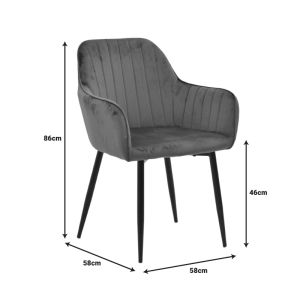 Set of table and chairs Noor Black and table Ezali Sonoma 160x90x75cm set of 7 pieces