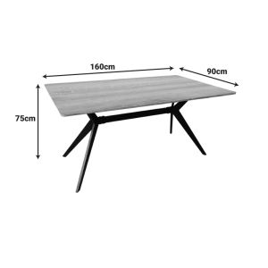 Set of table and chairs Noor Black and table Ezali Sonoma 160x90x75cm set of 7 pieces