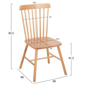Table and chairs set 5 pieces Lucien Hm21183 Mdf top and beech wood in natural color