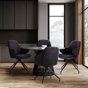 Комплект маса и столове 5 части Memnon Sm21239 керамичен плот - кръгъл