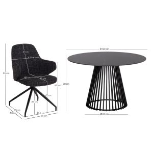 Комплект маса и столове 5 части Memnon Sm21239 керамичен плот - кръгъл