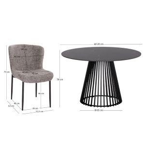 Комплект маса и столове 5 части Memnon Sm21242 керамичен плот- кръгъл-сив
