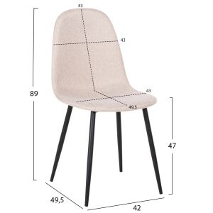 Table and chairs set 5 pieces Raven Hm21068.01 ceramic top white marble - beige fabric
