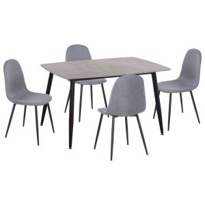 Table and chairs set 5 pieces Raven Hm21068.03 ceramic top gray marble - gray fabric