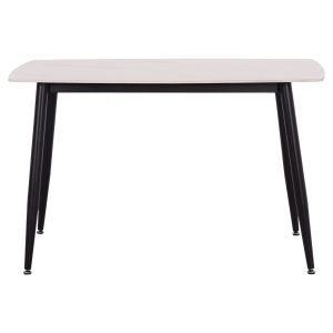 Table and chairs set 5 pieces Raven Hm21071.03 ceramic top white marble - gray velvet