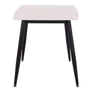 Table and chairs set 5 pieces Raven Hm21264.01 ceramic top white marble - velvet in dusty pink