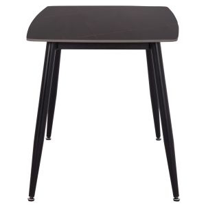Table and chairs set 5 pieces Raven Hm21264.02 ceramic top black marble - velvet in dusty pink