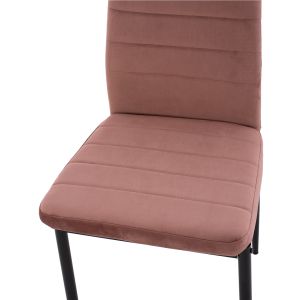 Table and chairs set 5 pieces Raven Hm21264.02 ceramic top black marble - velvet in dusty pink