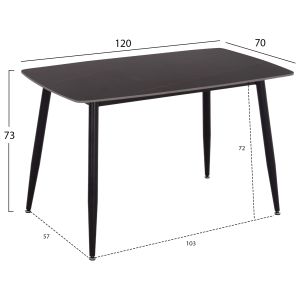 Table and chairs set 5 pieces Raven Hm21265.02 ceramic top black marble - velvet in cypress green