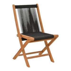 Table and chairs set 7 pieces Banou-mady teak wood in natural black color 200x100x75cm