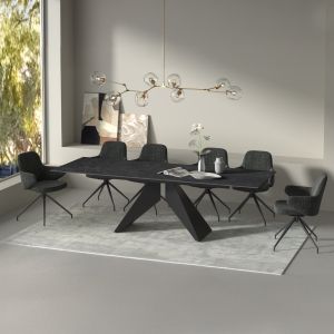 Комплект маса и столове 7 части Dominion Sm21231 керамичен плот - черен метал