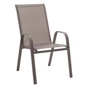 TABLE AND CHAIRS SET 7 PIECES ENSURE-CALAN METAL-GLASS BROWN 140X80X70CM