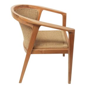 Table and chairs set 7 pieces Granny-pablo teak wood in natural beige shade 160x90x76cm
