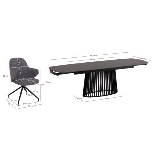 Комплект маса и столове 7 части Memnon Sm21240 керамичен плот - сив плат