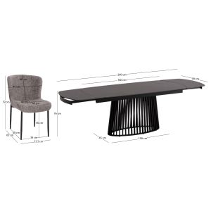 Комплект маса и столове 7 части Memnon Sm21243 керамичен плот - сив плат