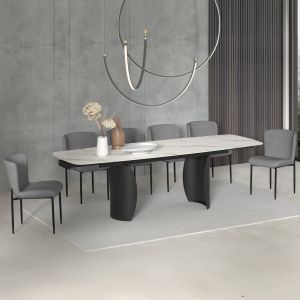 Комплект маса и столове 7 части Obsession(m) Sm21228 керамичен плот - черен метал