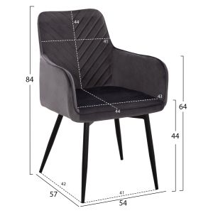 Table and chairs set 7 pieces Raven Hm21070.03 with ceramic top - 4 chairs and 2 armchairs, gray