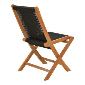 Table and chair set 7 pieces, Banou-pino teak in natural black, 180/240x100x75cm