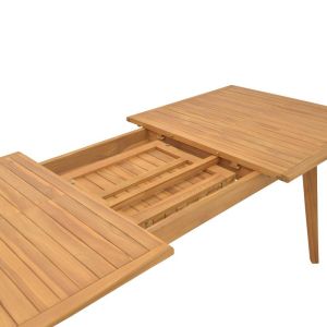 Table and chair set 7 pieces, Banou-pino teak in natural black, 180/240x100x75cm