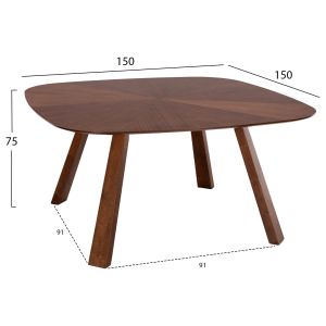 Table and Chairs Set 9 Piece Rider Hm21341 Square Mdf Table - Rubber Wood and Fabric Chairs