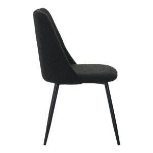 Gustas-giselle 5-piece table and chair set, white marble, sintered stone, boucle, black, 120x60x75 cm