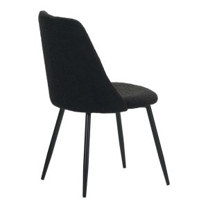 Gustas-giselle 5-piece table and chair set, white marble, sintered stone, boucle, black, 120x60x75 cm