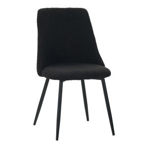 Gustas-giselle 5-piece table and chair set, white marble, sintered stone, boucle, black, 120x60x75 cm