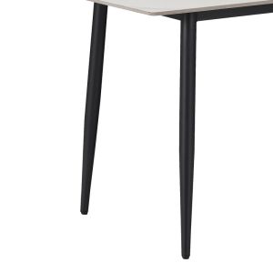 GUSTAS-NELY DINING SET 5PCS WHITE MARBLE SINTERED STONE-BLACK METAL 120X60X75CM