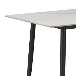 Gustas-renish table and chair set, 5 pieces, white marble, sintered stone, boucle, gray, 120x60x75 cm