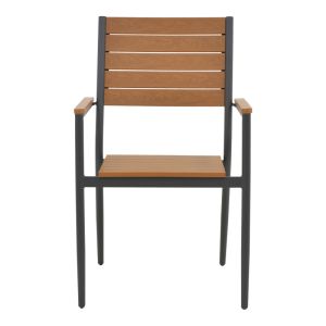 KLITON-VITALITY TABLE AND CHAIR SET OF 3, ANTHRACITE ALUMINUM AND NATURAL PLYWOOD, 80X80X74CM