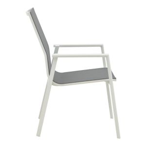 Pinap-dashiell 5-piece table and chair set, white aluminum and natural plywood 110x74cm
