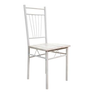 TABLE AND CHAIRS SET ROZA 5 PIECES SONOMA MDF AND METAL WHITE LEGS 110X60X75CM
