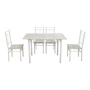 TABLE AND CHAIRS SET ROZA 5 PIECES SONOMA MDF AND METAL WHITE LEGS 120X65X75CM