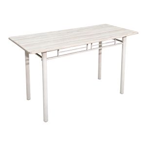 TABLE AND CHAIRS SET ROZA 5 PIECES SONOMA MDF AND METAL WHITE LEGS 120X65X75CM