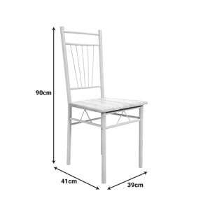 TABLE AND CHAIRS SET ROZA 5 PIECES SONOMA MDF AND METAL WHITE LEGS 120X65X75CM