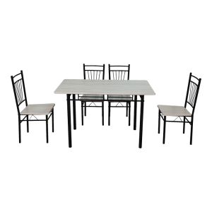 TABLE AND CHAIRS SET ROZA 5 PIECES SONOMA MDF AND BLACK METAL LEGS 110X60X75CM