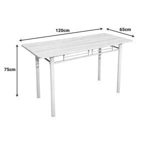 TABLE AND CHAIRS SET ROZA 5 PIECES SONOMA MDF AND BLACK METAL LEGS 120X65X75CM