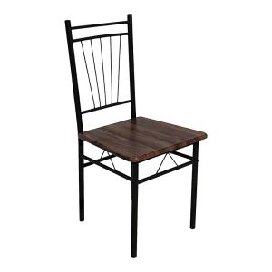TABLE AND CHAIRS SET ROZA 5 PIECES WALNUT, MDF AND BLACK METAL LEGS 110X60X75CM