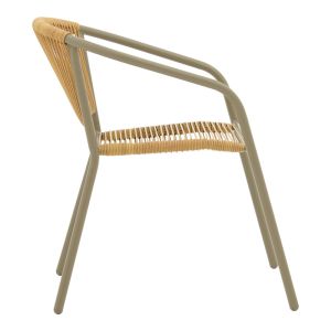 TABLE AND CHAIR SET VALOR-LINDARIA, 5 PIECES, CHAMPAGNE-COLOR METAL AND NATURAL POLISHED COLOR, 110X60X70 CM