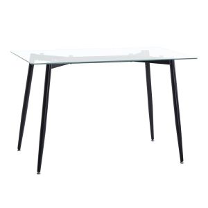 5-piece table and chair set Quana-parker transparent glass-black legs 120x70x75cm