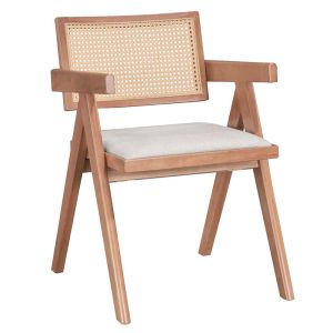 Table set with 4 chairs Winslow table light walnut color 160x85x75cm