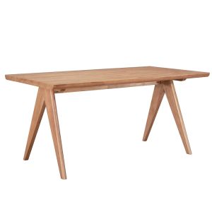 Table set with 6 chairs Winslow table light walnut color 160x85x75cm