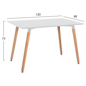 Table and chair set 5 pcs Vegas Hm21184 Mdf top in white - beech legs