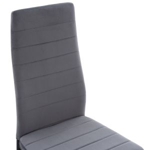 Table and chair set 5 hours Lady Hm21199.01 glass top - metal in black and velvet in gray